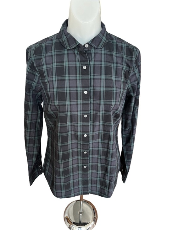 J. Crew Tops - J. Crew Perfect Shirt in Black & Green Tartan Plaid size 4